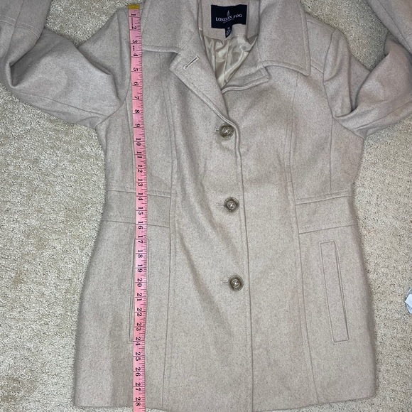 London Fog Wool Pea Coat, Single Breasted, Tan, M - Picture 8 of 10